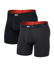 SAXX Boxershorts Multisport Mesh Boxer Brief Fly Logo schwarz/camo Herren - 2 Stück